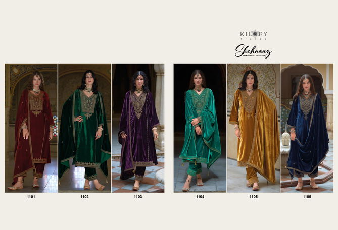 Shehnaaz By Kilory Winter Wear Silk Velvet Dress Material Wholesale Price In Surat
